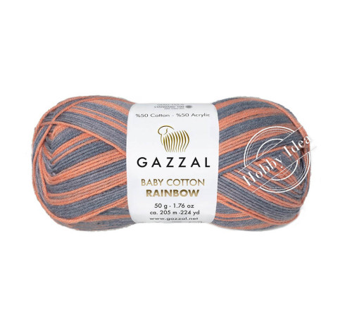 Gazzal Baby Cotton Rainbow 486 Кирпично-серо-голубой