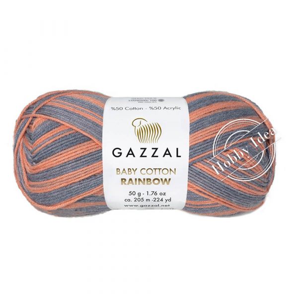 Gazzal Baby Cotton Rainbow 486 Кирпично-серо-голубой из категории Gazzal Baby Cotton Rainbow
