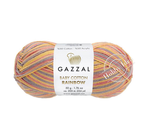 Gazzal Baby Cotton Rainbow 487 Жёлто-красно-голубой