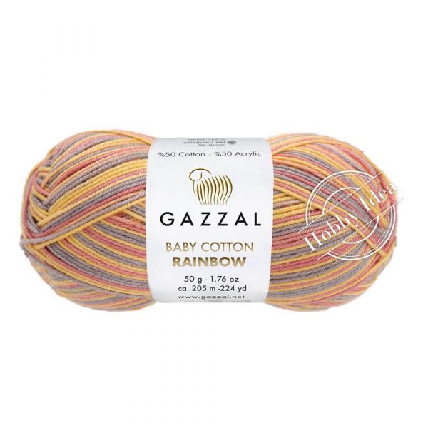 Gazzal Baby Cotton Rainbow 487 Жёлто-красно-голубой из категории Gazzal Baby Cotton Rainbow