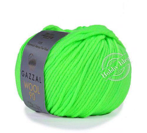 Gazzal Wool 90 3691 Неоновый зелёный