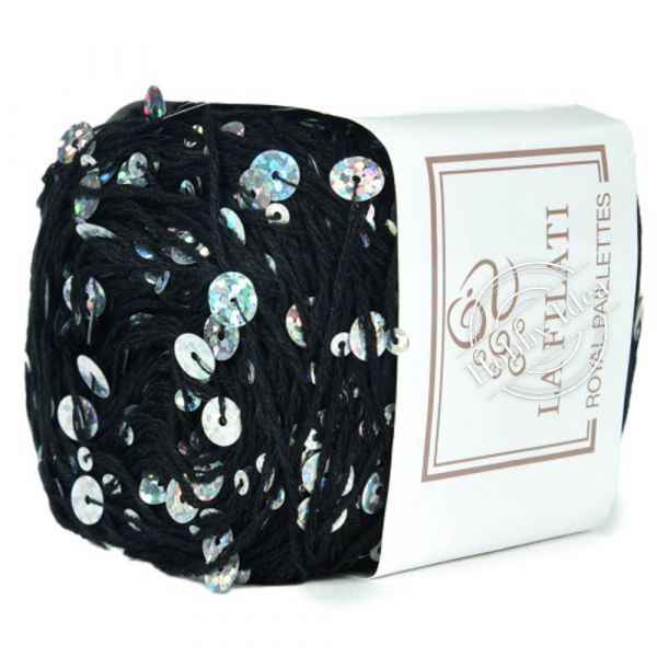 La Filati Royal Paillettes 006 Чёрный с перламутровыми пайетками  из категории La Filati Royal Paillettes