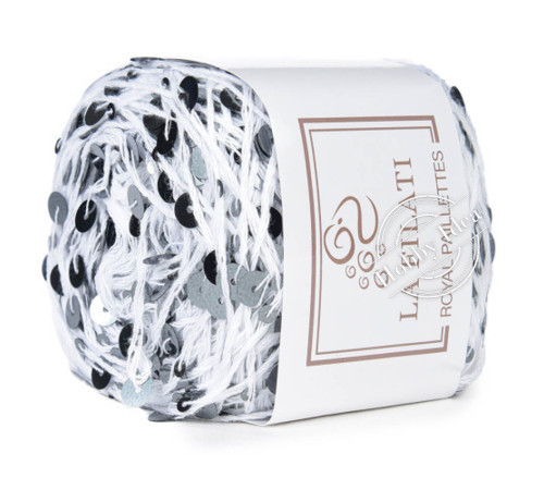 La Filati Royal Paillettes 014 Белая с чёрными пайетками