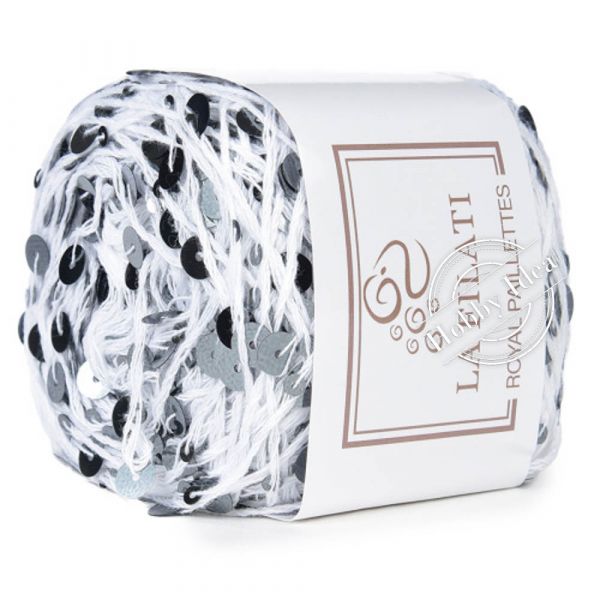 La Filati Royal Paillettes 014 Белая с чёрными пайетками из категории La Filati Royal Paillettes