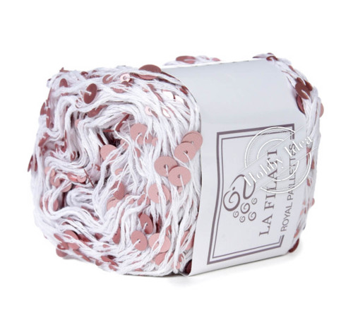 La Filati Royal Paillettes 017 Белая с розовыми пайетками