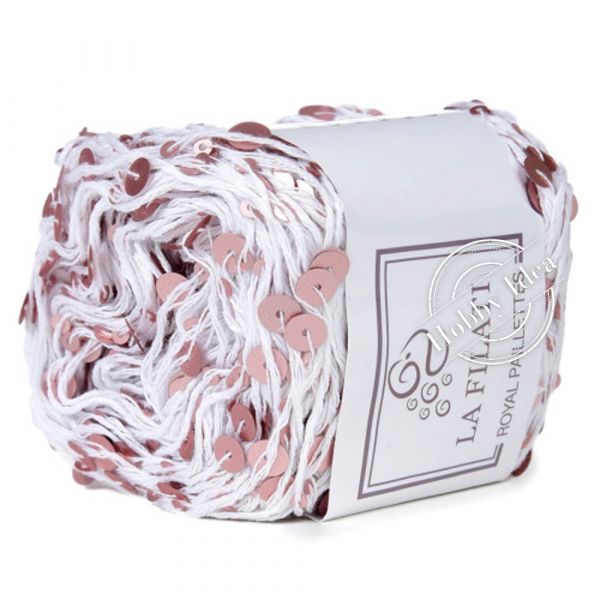 La Filati Royal Paillettes 017 Белая с розовыми пайетками из категории La Filati Royal Paillettes