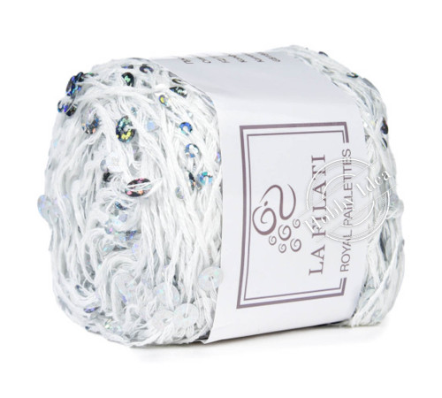 La Filati Royal Paillettes 019 Белая с разноцветными пайетками