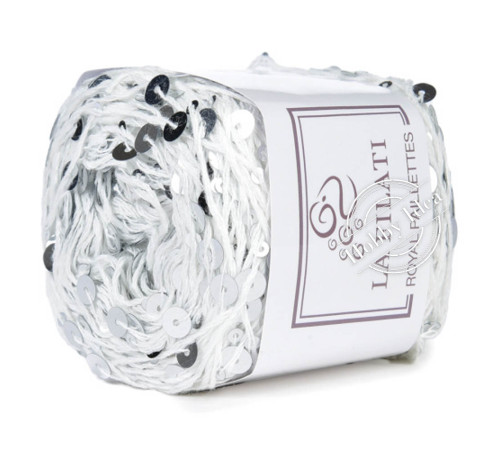 La Filati Royal Paillettes 021 Белая с чёрными и белыми пайетками