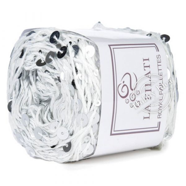 La Filati Royal Paillettes 021 Белая с чёрными и белыми пайетками из категории La Filati Royal Paillettes
