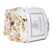 La Filati Royal Paillettes 022 Белая с золотыми пайетками