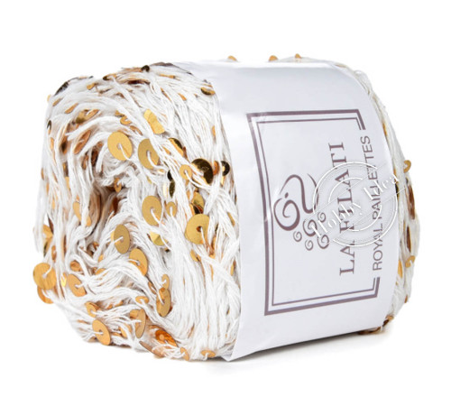 La Filati Royal Paillettes 022 Белая с золотыми пайетками