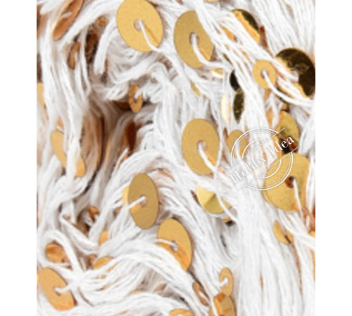 La Filati Royal Paillettes 022 Белая с золотыми пайетками