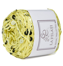 La Filati Royal Paillettes 025 Жёлтая с черными и белыми пайетками