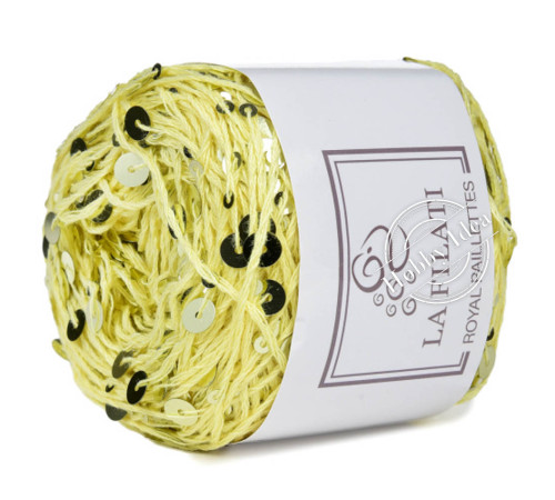 La Filati Royal Paillettes 025 Жёлтая с черными и белыми пайетками