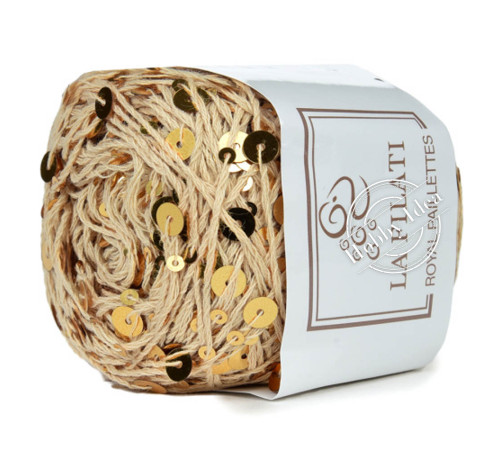 La Filati Royal Paillettes 028 Соломенная с жёлтыми и коричневыми пайетками