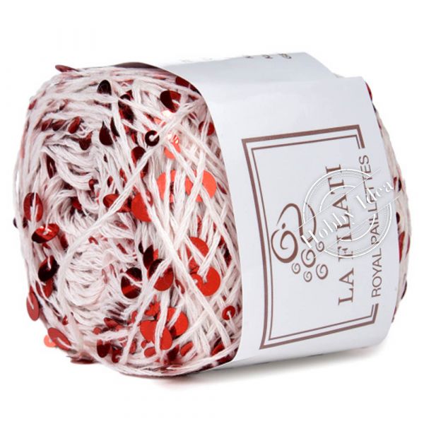 La Filati Royal Paillettes 038 Нежно - розовая с красными пайетками из категории La Filati Royal Paillettes