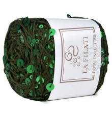 La Filati Royal Paillettes 059 Мшистая с ярко-зелёными пайетками