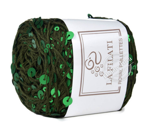 La Filati Royal Paillettes 059 Мшистая с ярко-зелёными пайетками