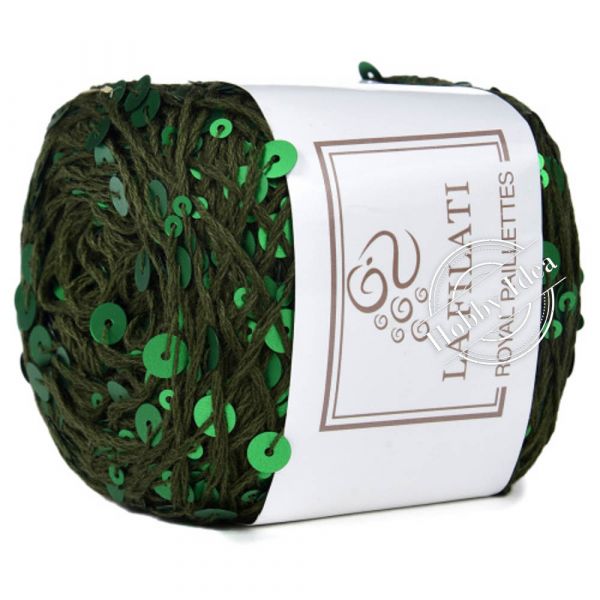 La Filati Royal Paillettes 059 Мшистая с ярко-зелёными пайетками из категории La Filati Royal Paillettes