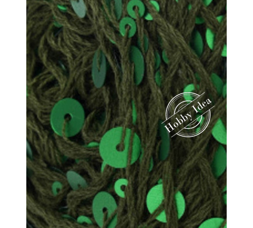 La Filati Royal Paillettes 059 Мшистая с ярко-зелёными пайетками