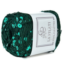La Filati Royal Paillettes 081 Тёмно-зелёная с бирюзовыми пайетками
