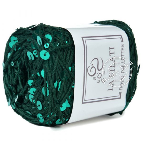 La Filati Royal Paillettes 081 Тёмно-зелёная с бирюзовыми пайетками из категории La Filati Royal Paillettes
