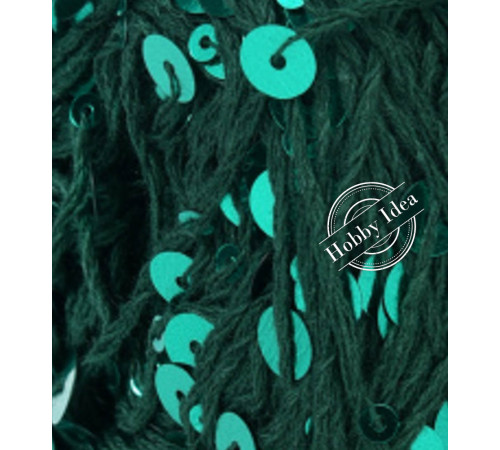 La Filati Royal Paillettes 081 Тёмно-зелёная с бирюзовыми пайетками