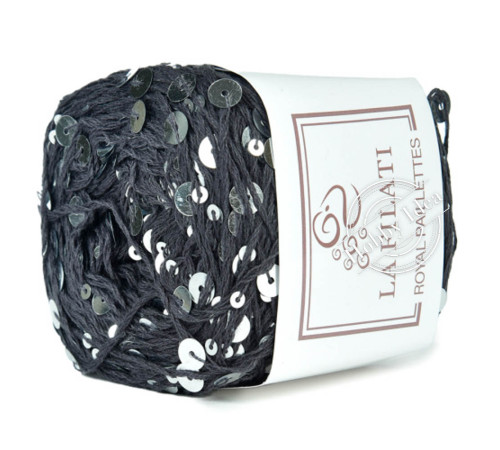 La Filati Royal Paillettes 085 Серая с пайетками цвета металла