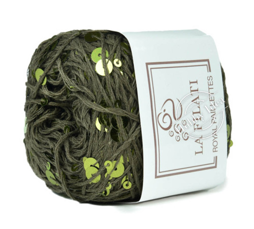 La Filati Royal Paillettes 118 Зелёная с жёлто-салатовыми пайетками