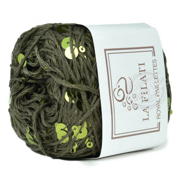 La Filati Royal Paillettes 118 Зелёная с жёлто-салатовыми пайетками из категории La Filati Royal Paillettes