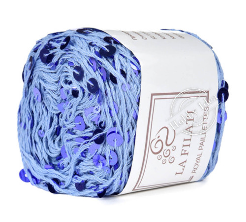 La Filati Royal Paillettes 149 Голубая с лиловыми пайетками