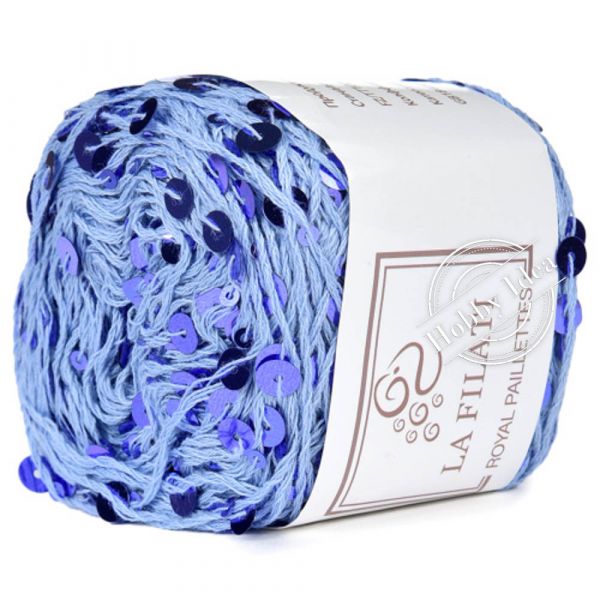 La Filati Royal Paillettes 149 Голубая с лиловыми пайетками из категории La Filati Royal Paillettes