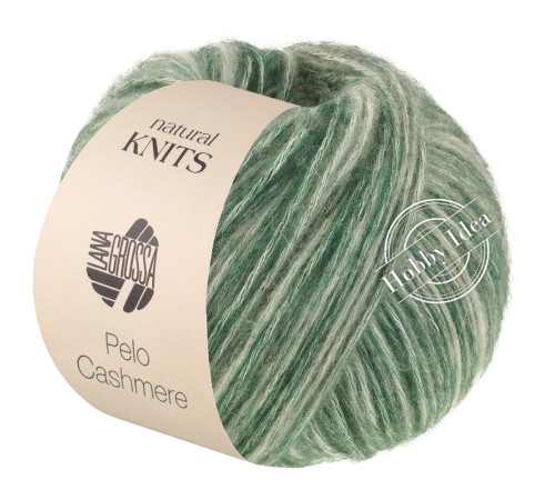 Lana Grossa Pelo Cashmere 12 Лесной зелёный и молочно-белый