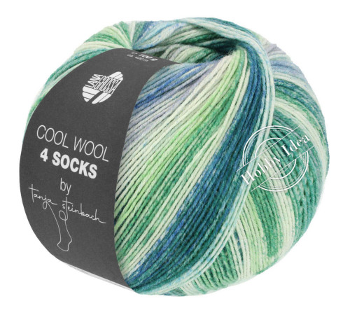 Lana Grossa Cool Wool 4 Socks Print 7754 Зелёно-голубо-бежевый