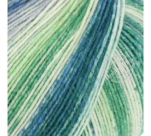 Lana Grossa Cool Wool 4 Socks Print 7754 Зелёно-голубо-бежевый