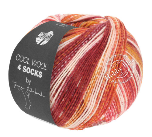 Lana Grossa Cool Wool 4 Socks Print 7755 Кораллово-бежево-персиковый