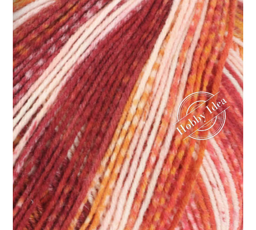 Lana Grossa Cool Wool 4 Socks Print 7755 Кораллово-бежево-персиковый