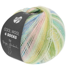 Lana Grossa Cool Wool 4 Socks Print 7756 Зелёно-розово-голубой
