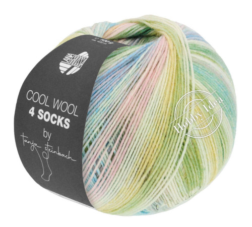 Lana Grossa Cool Wool 4 Socks Print 7756 Зелёно-розово-голубой