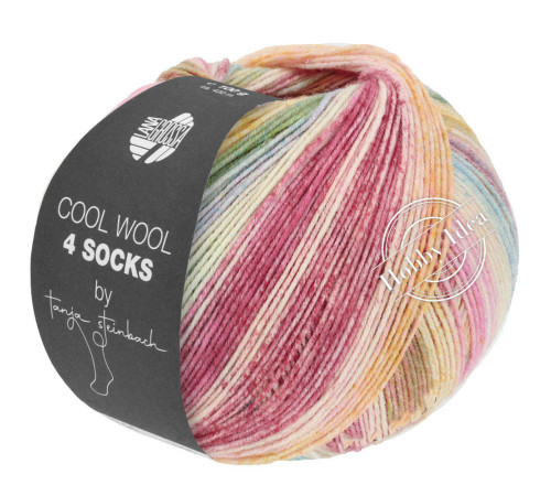Lana Grossa Cool Wool 4 Socks Print 7757 Розово-бежево-малиновый