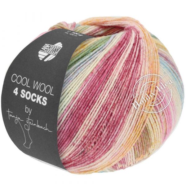 Lana Grossa Cool Wool 4 Socks Print 7757 Розово-бежево-малиновый из категории Lana Grossa Cool Wool 4 Socks Print