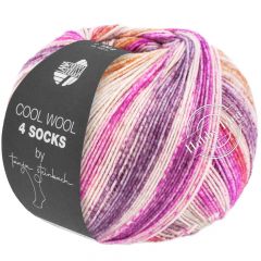 Lana Grossa Cool Wool 4 Socks Print 7761 Пурпурно-оранжево-бежевый