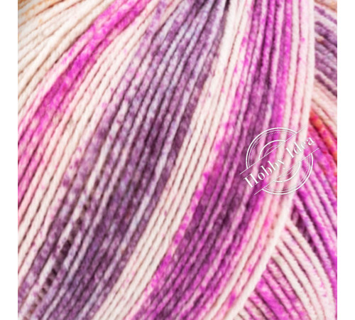 Lana Grossa Cool Wool 4 Socks Print 7761 Пурпурно-оранжево-бежевый