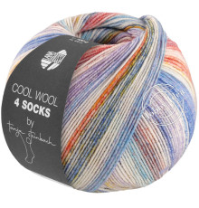 Lana Grossa Cool Wool 4 Socks Print 7763 Голубо-бежево-фиолетовый