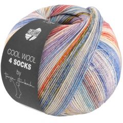 Lana Grossa Cool Wool 4 Socks Print 7763 Голубо-бежево-фиолетовый