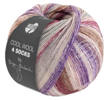 Lana Grossa Cool Wool 4 Socks Print 7764 Бежево-Фиолетово-Коричневый