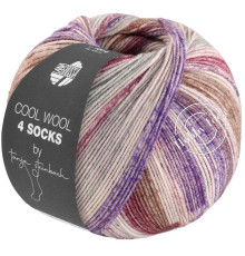 Lana Grossa Cool Wool 4 Socks Print 7764 Бежево-Фиолетово-Коричневый