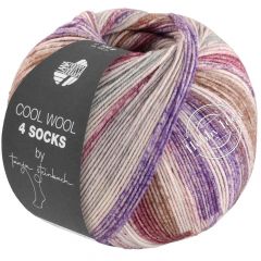 Lana Grossa Cool Wool 4 Socks Print 7764 Бежево-Фиолетово-Коричневый