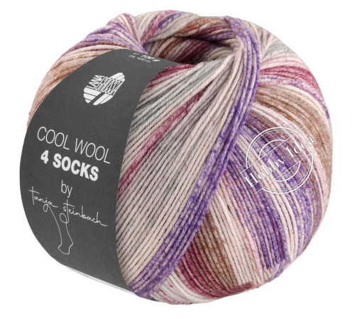 Lana Grossa Cool Wool 4 Socks Print 7764 Бежево-Фиолетово-Коричневый