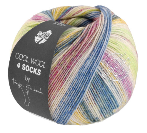Lana Grossa Cool Wool 4 Socks Print 7765 Мятно-голубо-розовый